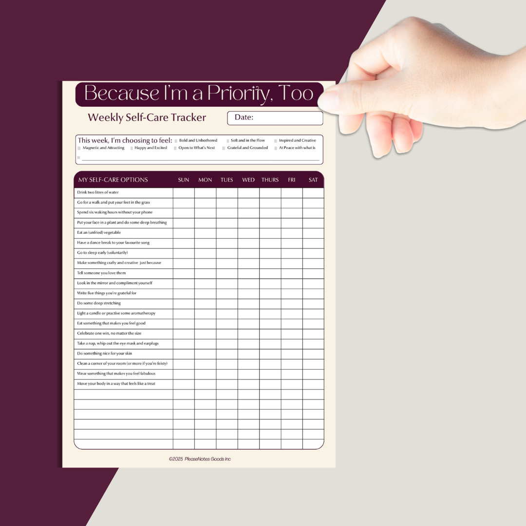 Because I’m a Priority, Too – Weekly Self-Care Tracker