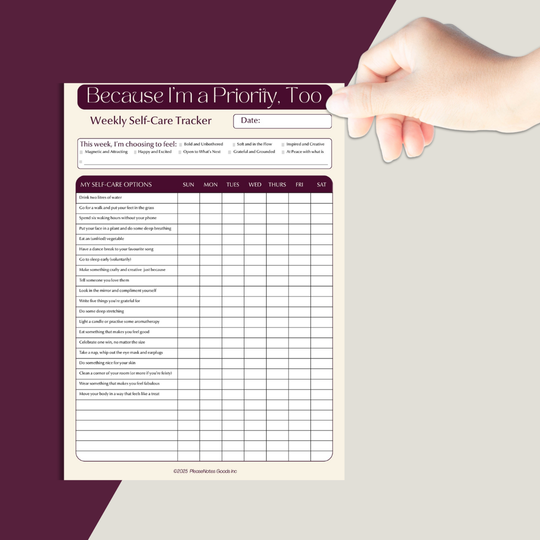 Because I’m a Priority, Too – Weekly Self-Care Tracker