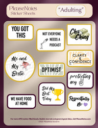 "Adulting" Themed Sticker Sheet - PleaseNotes - Stickers