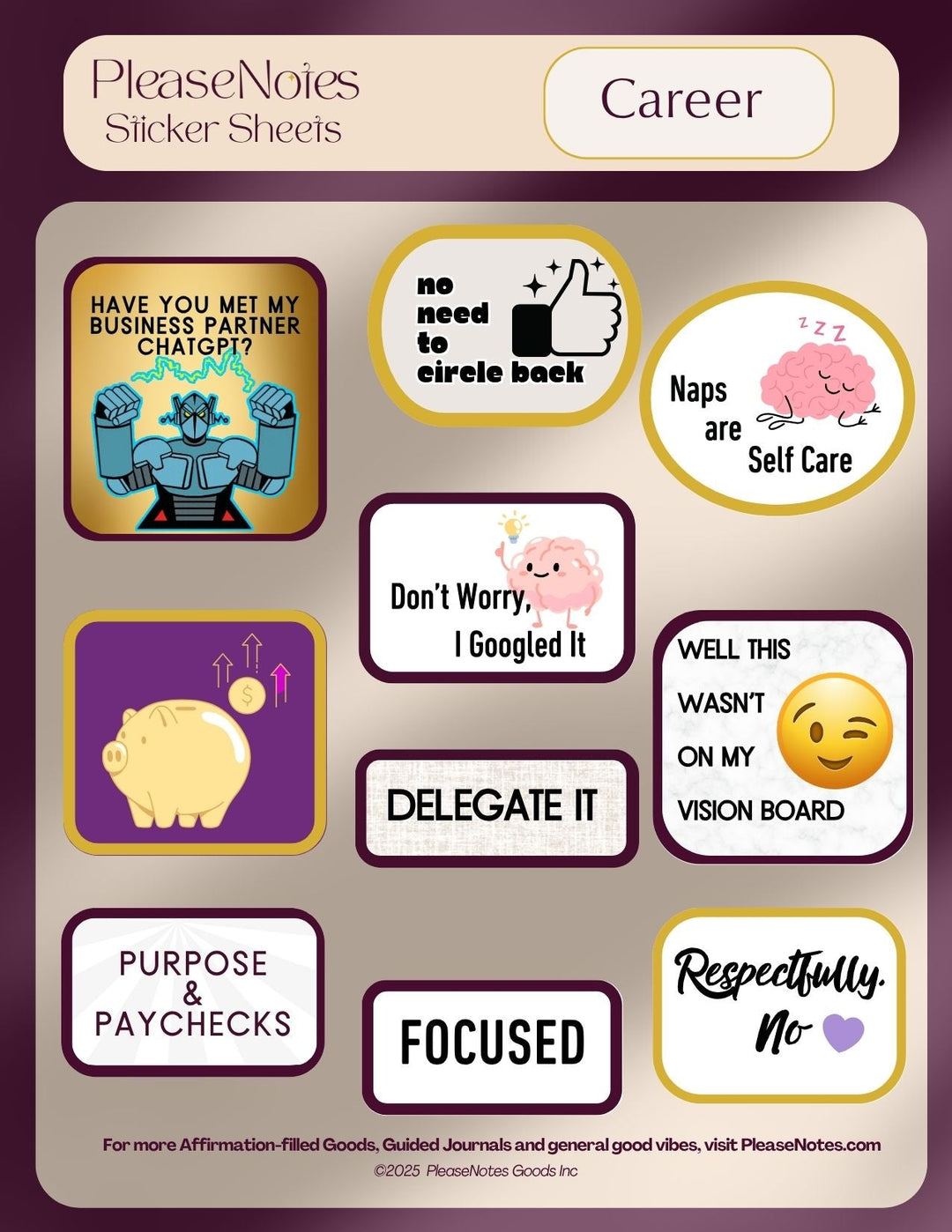 Career Themed Sticker Sheet - PleaseNotes - Stickers