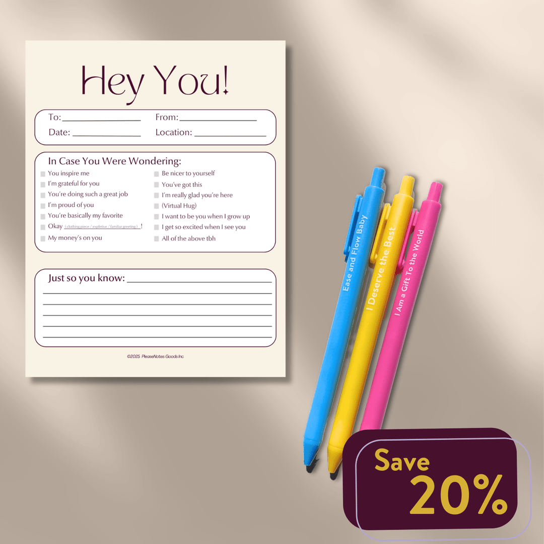 In Case You Were Wondering Notepad and Affirmation Pens - PleaseNotes -