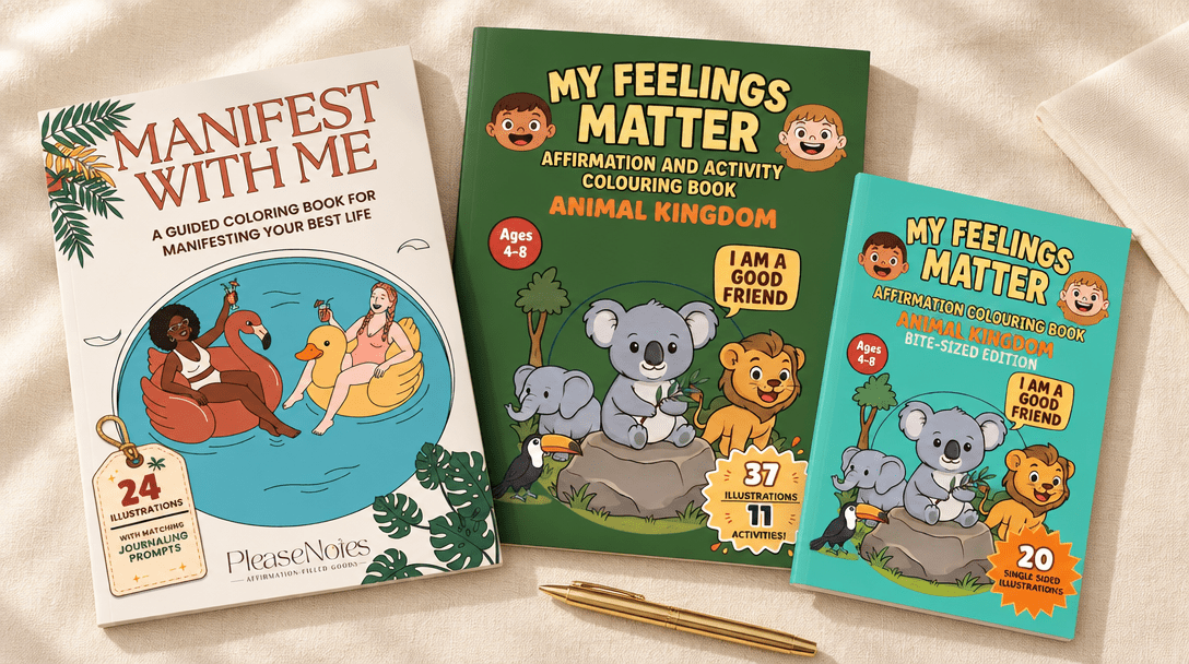 Four Colouring Books, One Idea: Your Feelings Deserve Room to Land - PleaseNotes