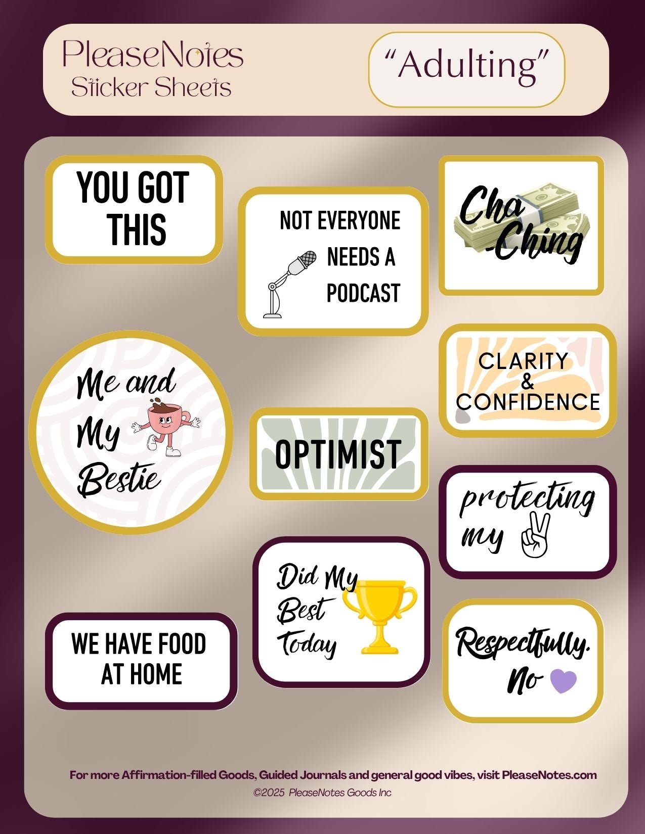 "Adulting" Themed Sticker Sheet - PleaseNotes - Stickers