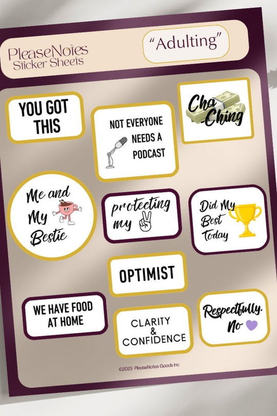 "Adulting" Themed Sticker Sheet - PleaseNotes - Stickers