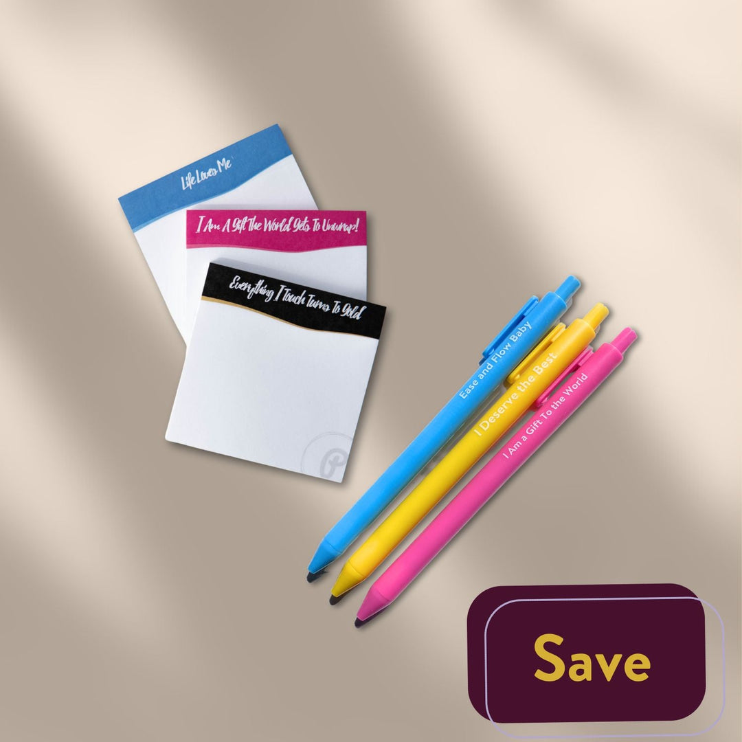 Affirmation Sticky Notes and Gel Pens - PleaseNotes - Bundle