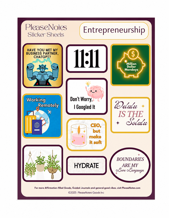 Entrepreneurship Themed Sticker Sheet - PleaseNotes-Stickers