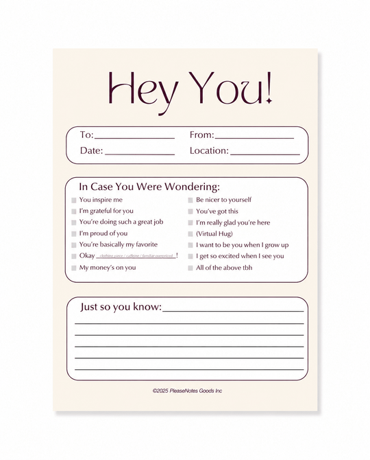 "Hey You, In Case You Were Wondering" Notepad - PleaseNotes - Notepads