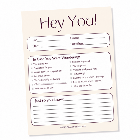 "Hey You, In Case You Were Wondering" Notepad - PleaseNotes - Notepads