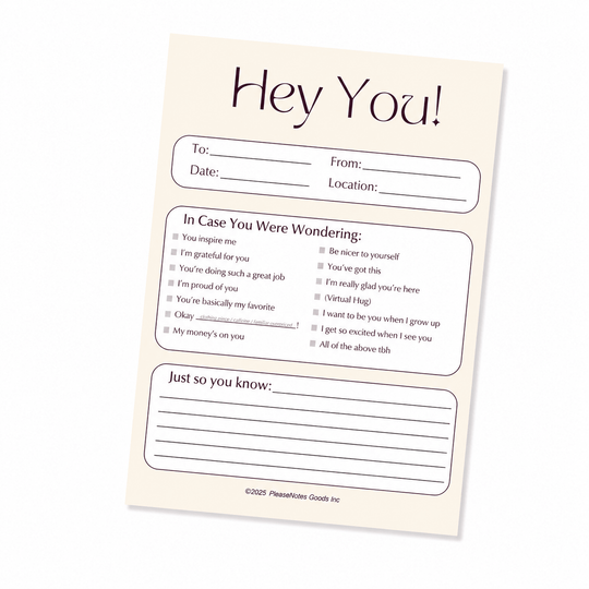 "Hey You, In Case You Were Wondering" Notepad - PleaseNotes - Notepads