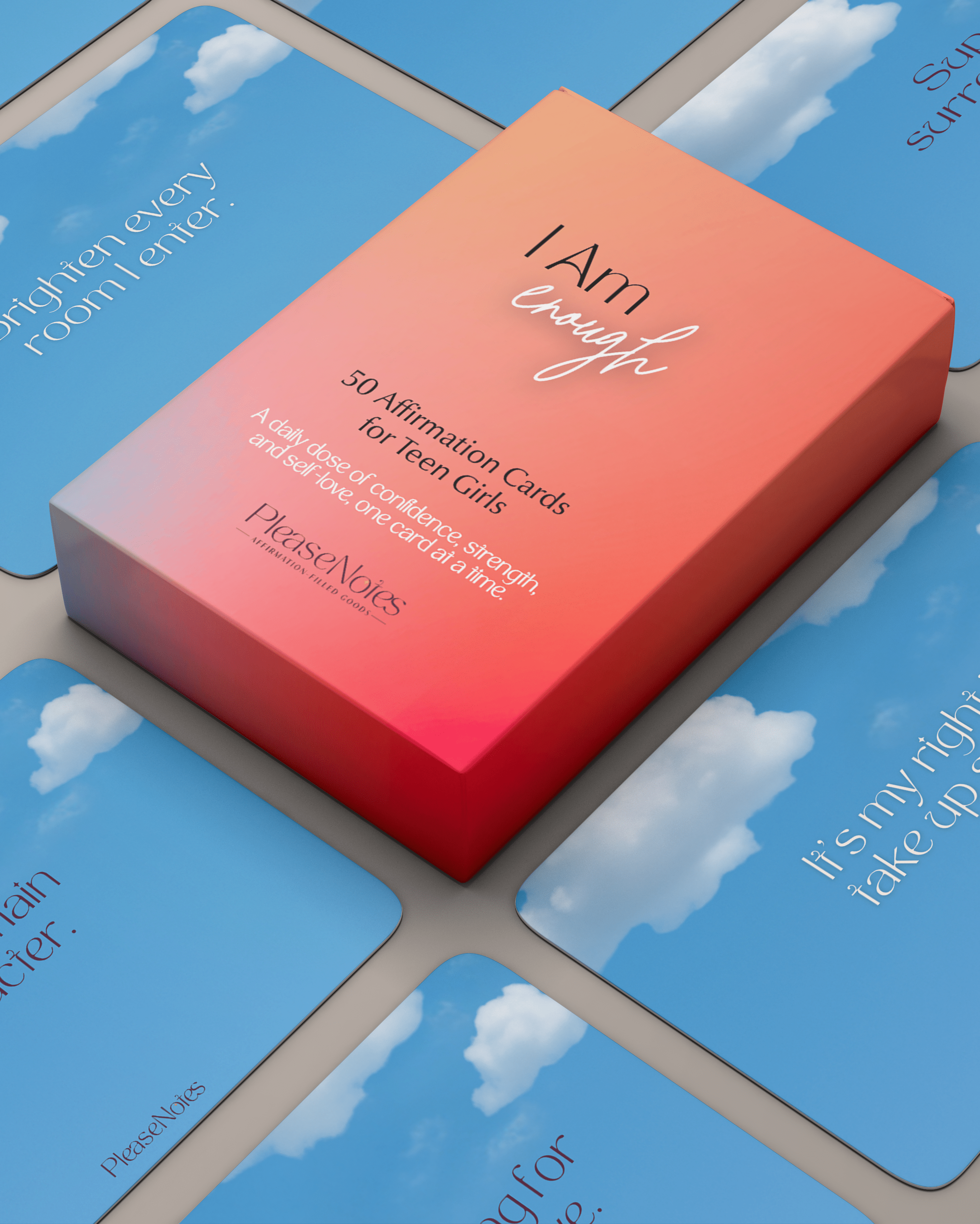 I Am Enough Teen Affirmation Cards by PleaseNotes designed to build confidence and self trust in teen girls