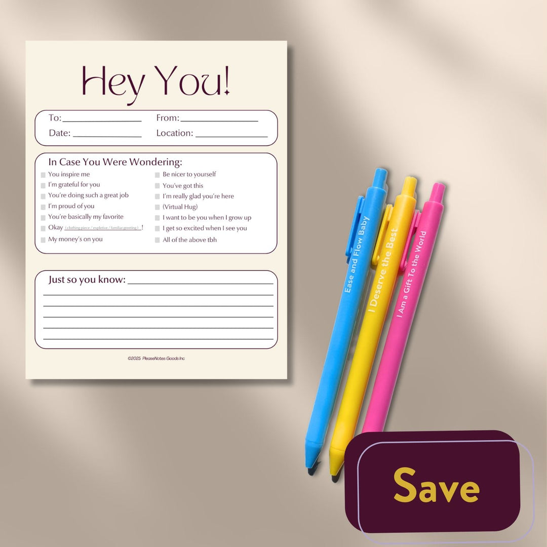 In Case You Were Wondering Notepad and Affirmation Pens - PleaseNotes - 