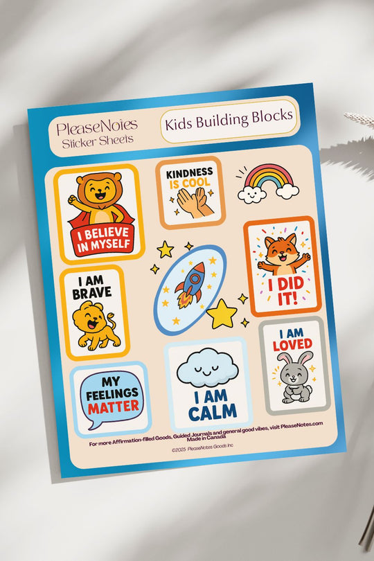 Kids Building Blocks Sticker Sheet - PleaseNotes - Stickers